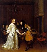 Gerard Ter Borch An Officer Making his Bow to a Lady china oil painting reproduction